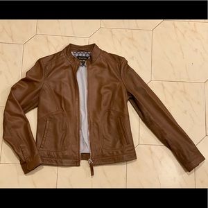 Massimo Dutti  Brown Leather Jacket Medium